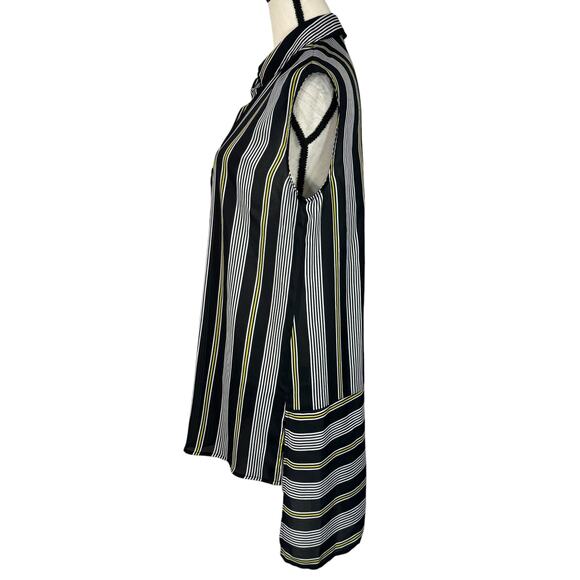 Worthington Medium Tunic Top Striped Semi-Sheer Hi-Low Hem Sleeveless Button-Up - Picture 5 of 7